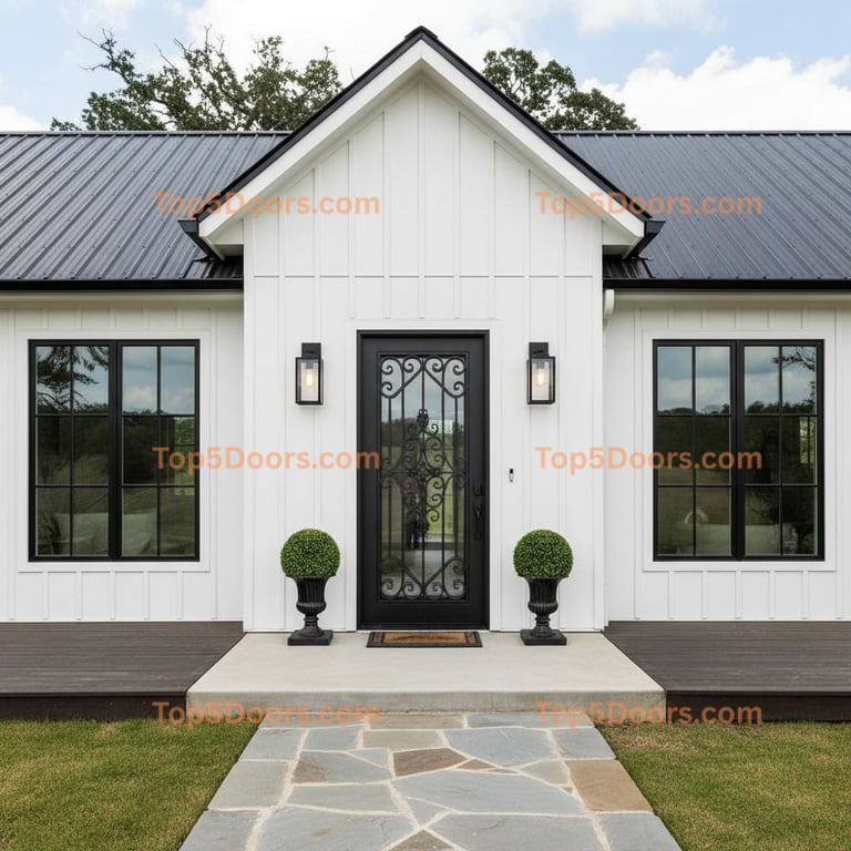 Art Deco Ornate Entry Door with Decorative Scrollwork