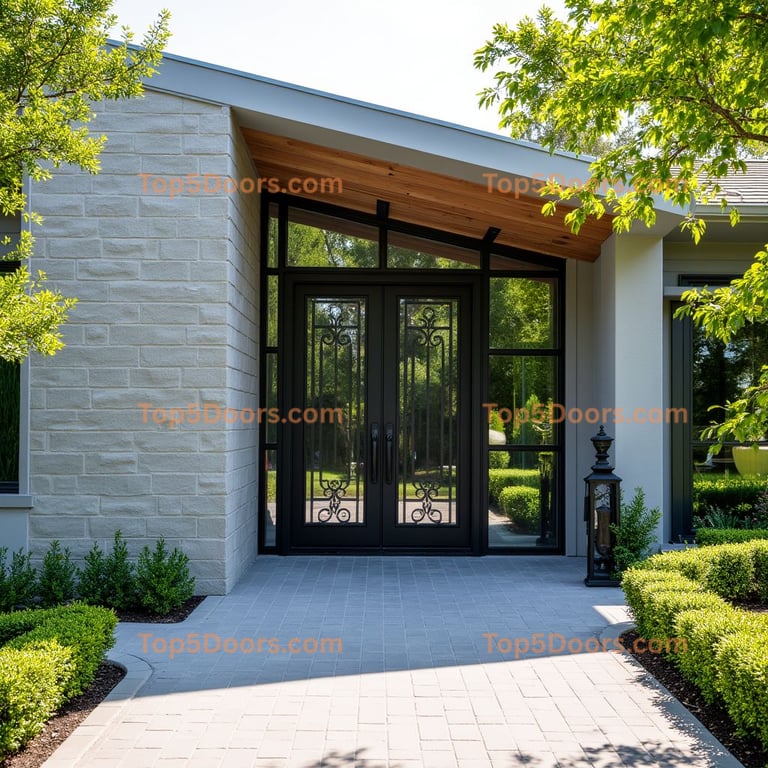 Black Metal and Glass Double Door