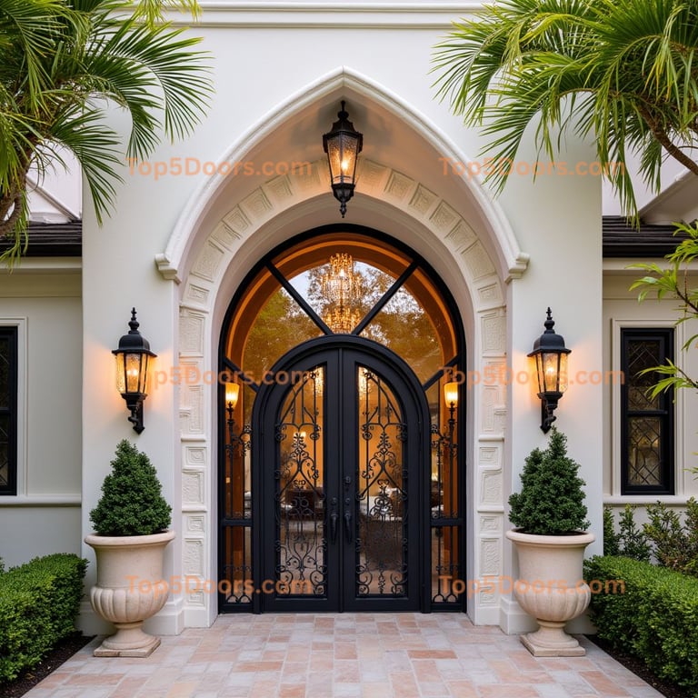 Black Metal and Glass Double Door