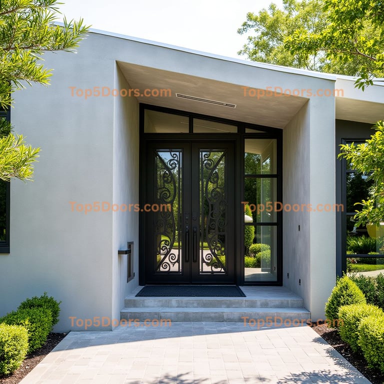 Black Metal and Glass Double Doors