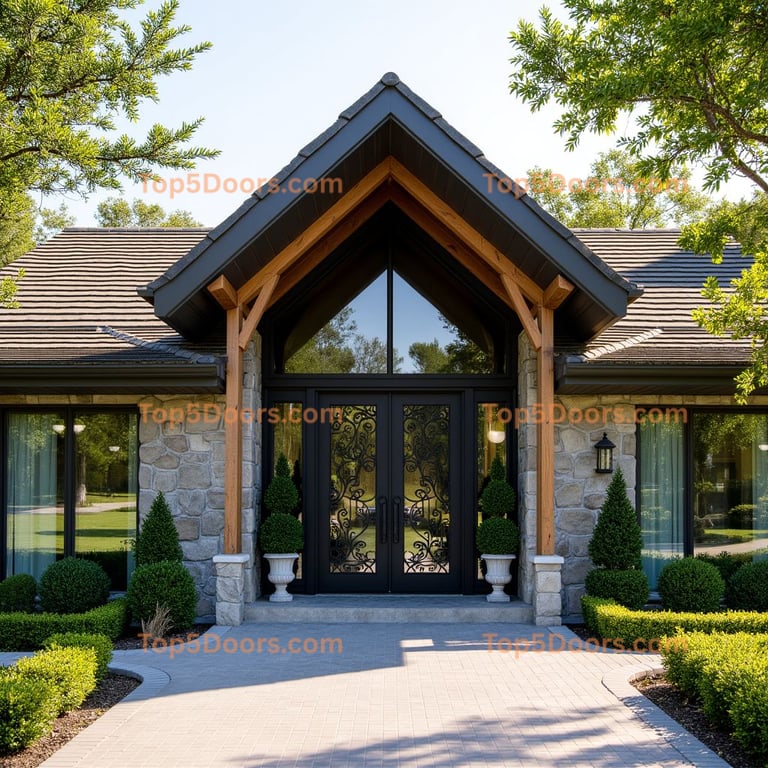 Black Metal Door with Ironwork