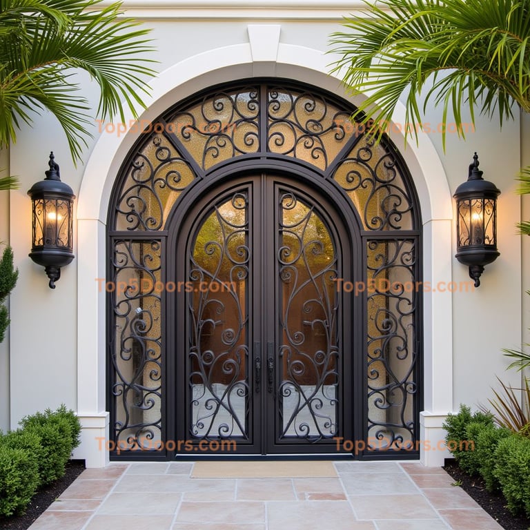 Black Metal Double Door with Scrollwork