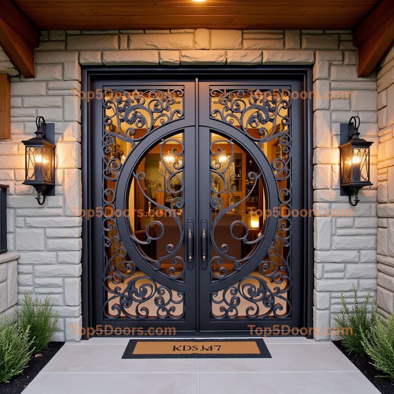 Black Metal Double Door with Scrollwork