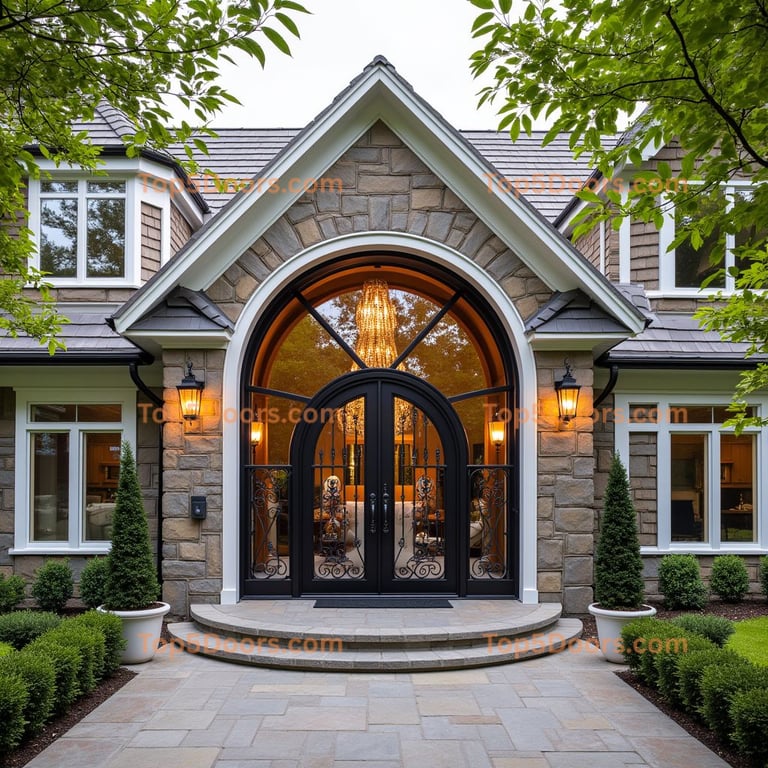 Black Metal Double Door with Scrollwork