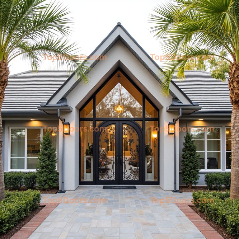 Black Metal Double Door with Scrollwork