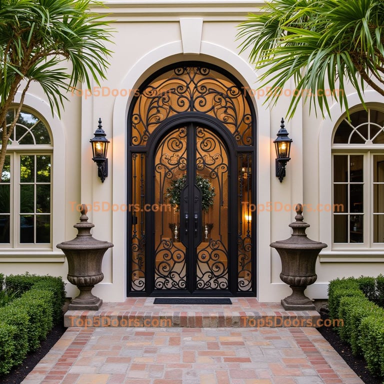 Black Metal Double Door with Ironwork