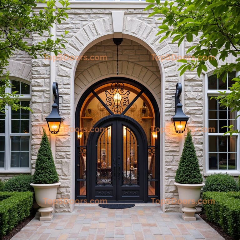 Black Metal Double Door with Scrollwork