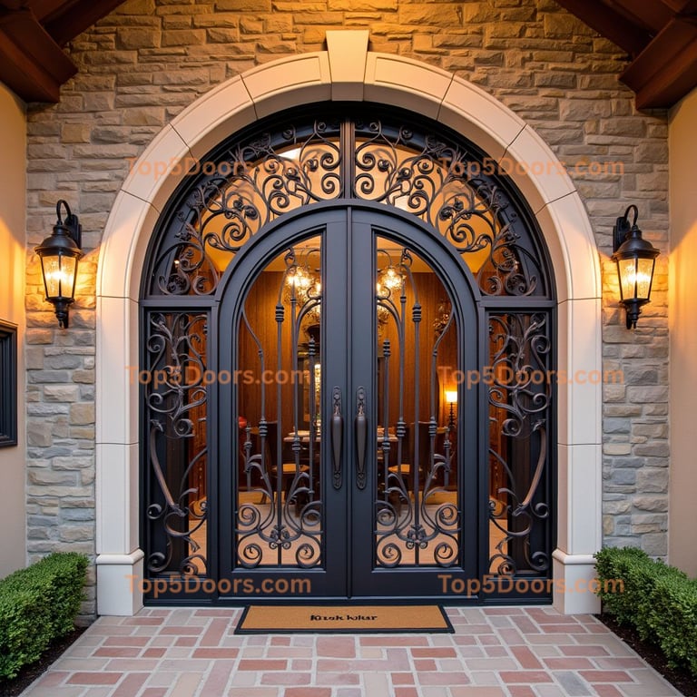 Black Metal Double Door with Scrollwork