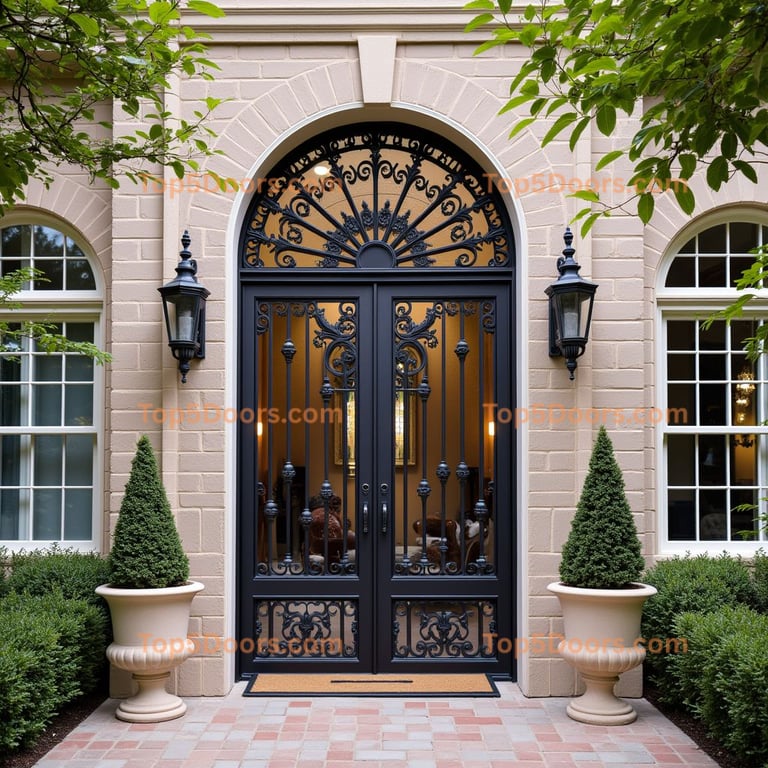 Black Metal Entrance with Scrollwork
