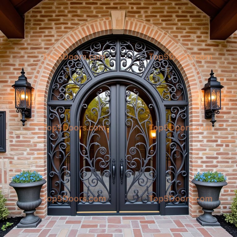 Black Metal and Glass Double Door