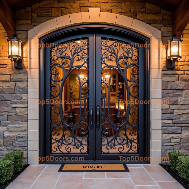 Black Metal and Glass Double Entry Doors
