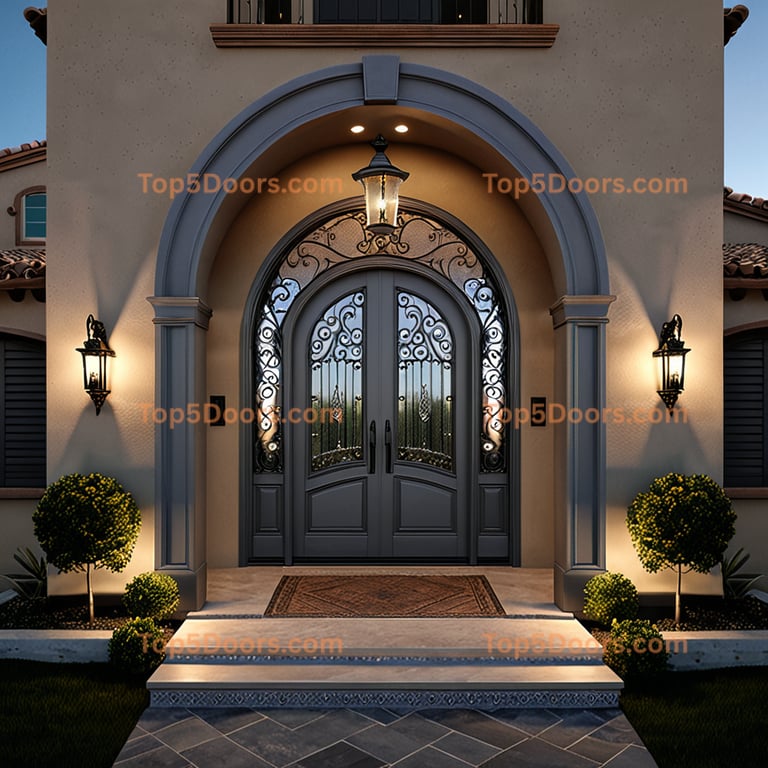 California arched double mediterranean Door