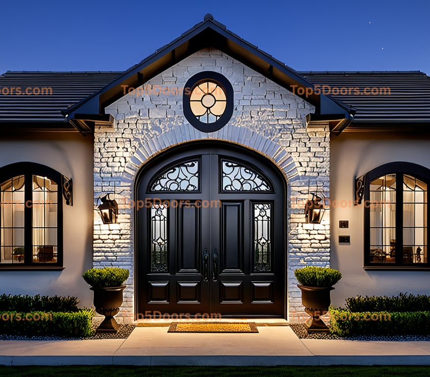 California wrought iron arched double french country Do