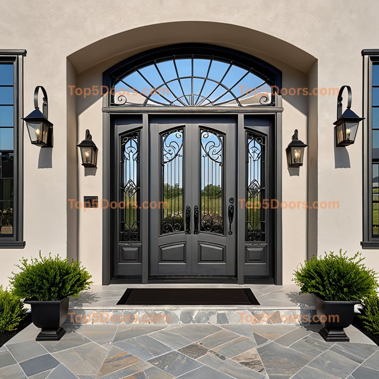 California wrought iron arched single contemporary Door
