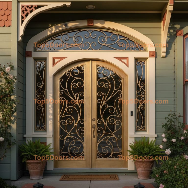 California wrought iron double victorian Door