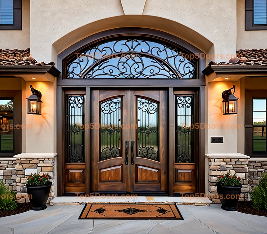California wrought iron double mountain lodge Door
