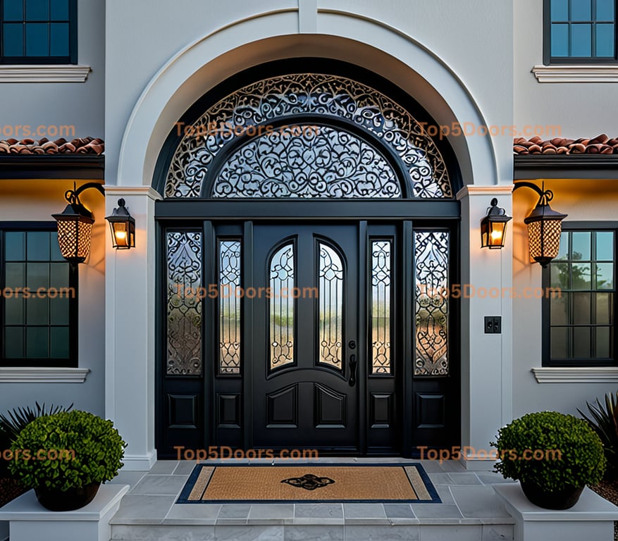 California wrought iron glass paneled coastal Door