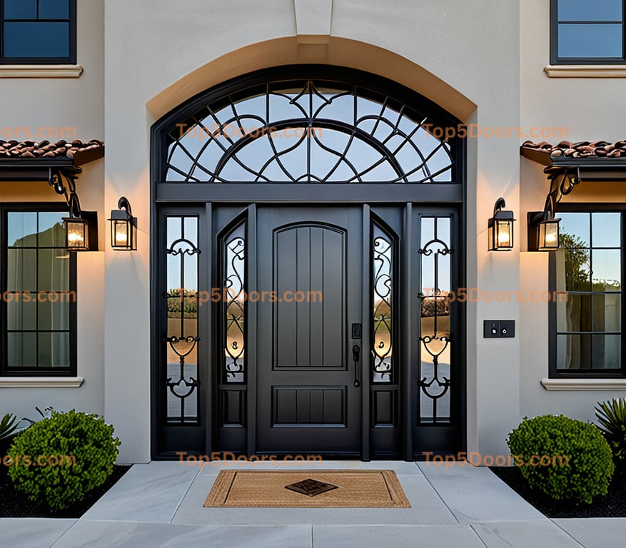 California wrought iron solid panel modern Door