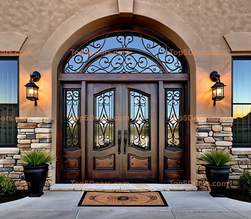 Colorado wrought iron arched single tuscan Door