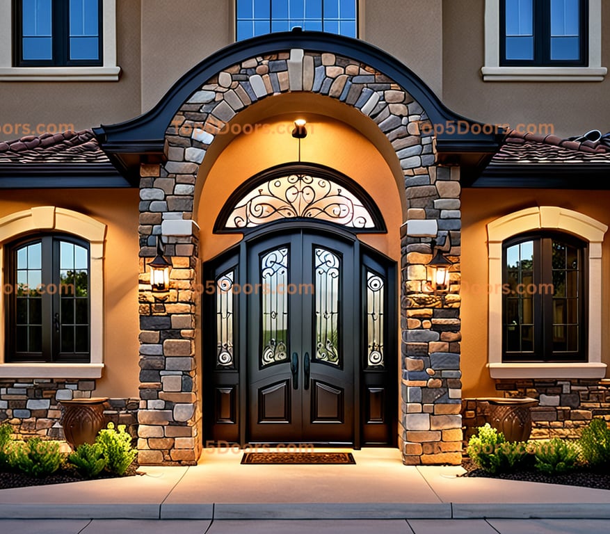 Colorado wrought iron arched single tuscan Door