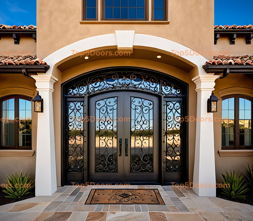 Colorado wrought iron barn door spanish colonial Door