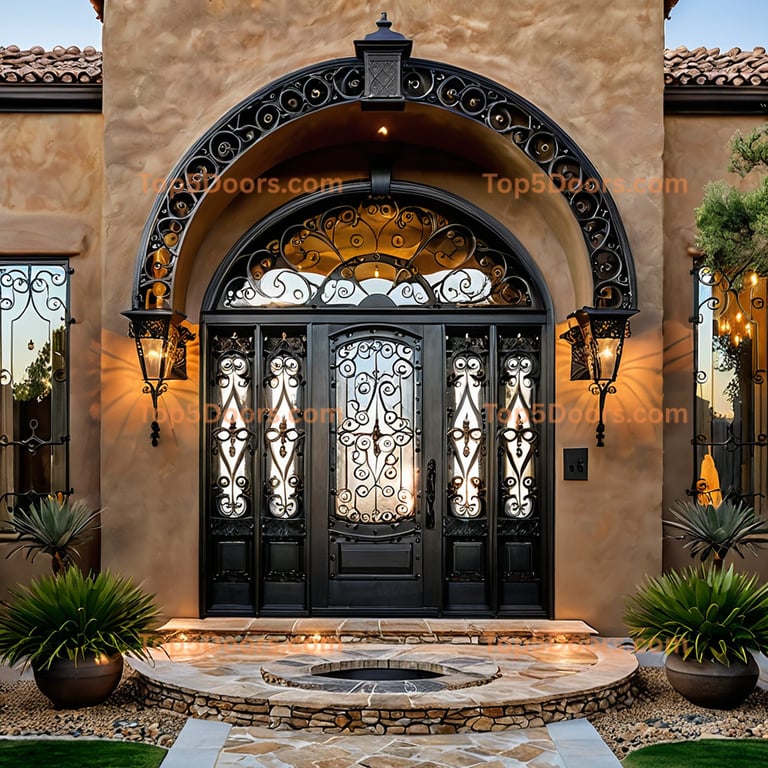 Colorado wrought iron solid panel spanish colonial Door