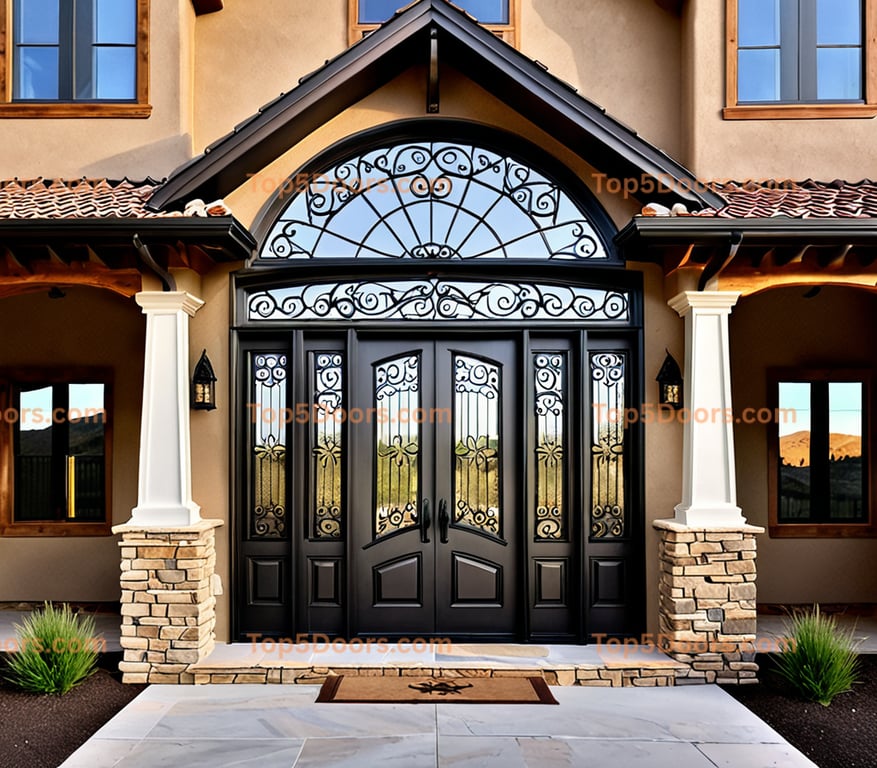 Colorado wrought iron steel frame mountain lodge Door