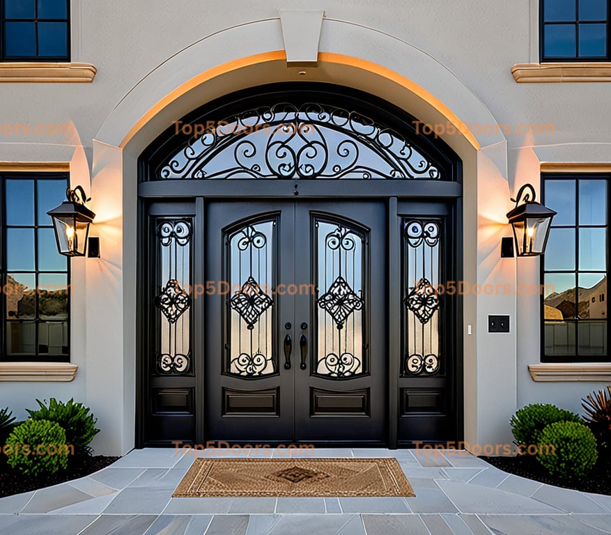 Connecticut wrought iron barn door mediterranean Door