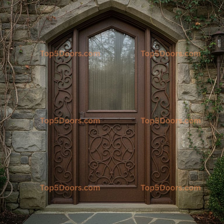 Connecticut wrought iron solid panel georgian Door