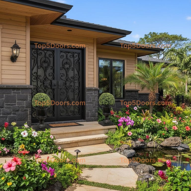 Craftsman Iron Entry Door with Antique Finish