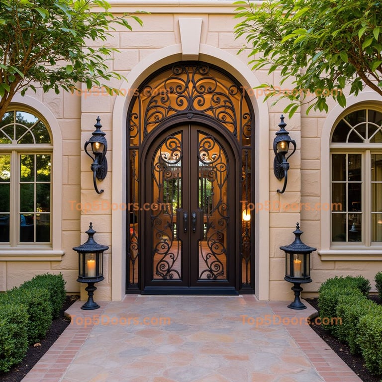Dark Bronze Arched Iron Door