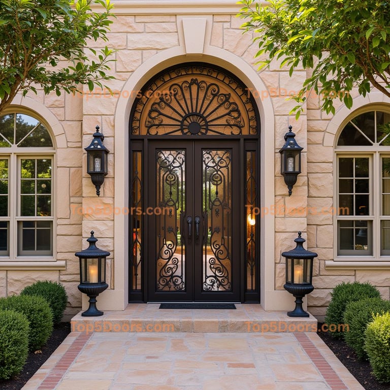 Dark Bronze Double Door with Scrollwork
