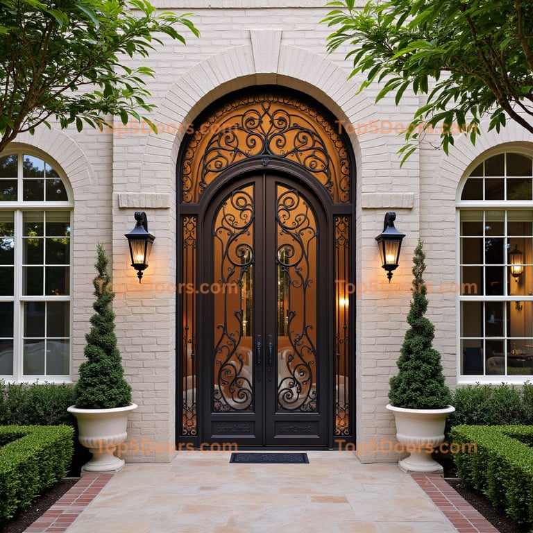 Dark Bronze Double Door with Scrollwork