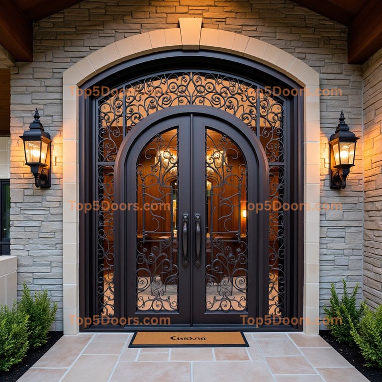 Dark Bronze Double Door with Ironwork