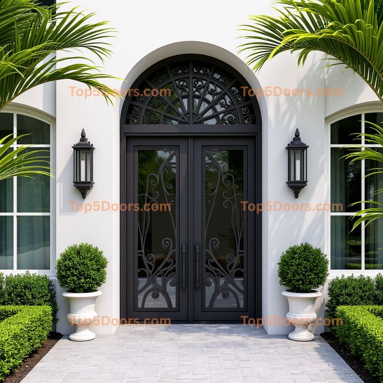 Dark Grey Metal Door with Glass Panels