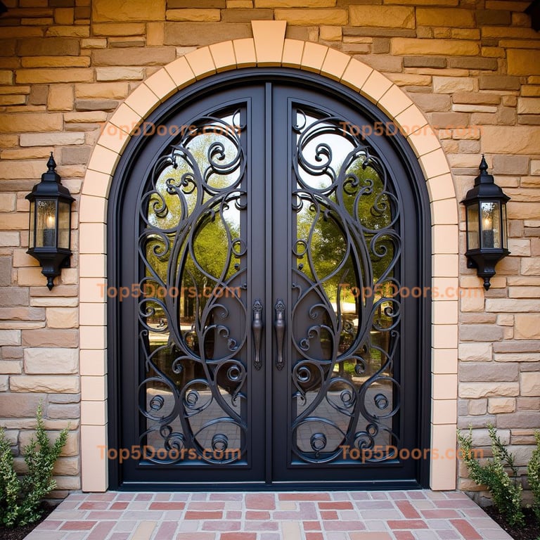 Dark Metal and Glass Arched Door