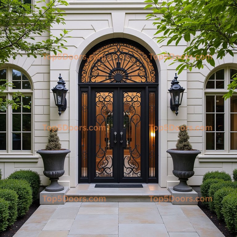 Dark Metal and Glass Double Door
