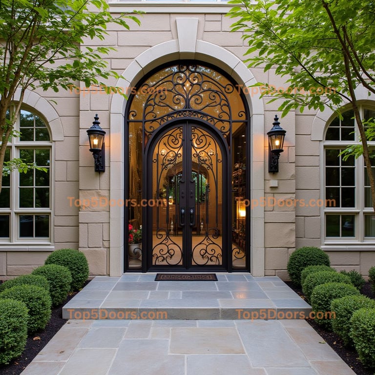 Dark Metal and Glass Double Door