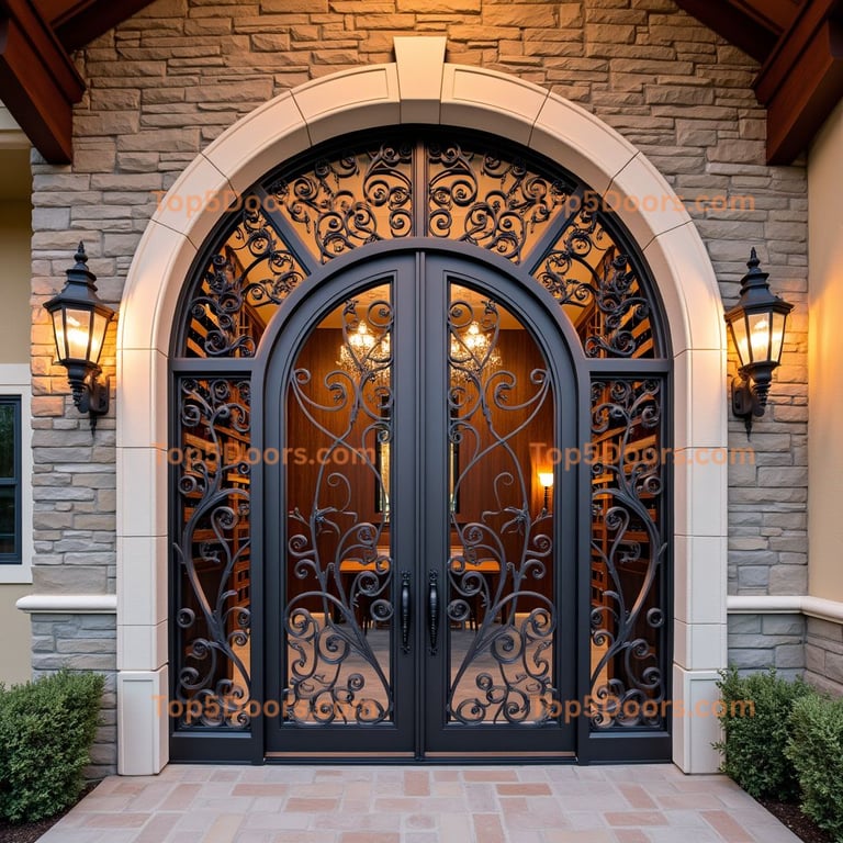 Dark Metal Arched Double Door