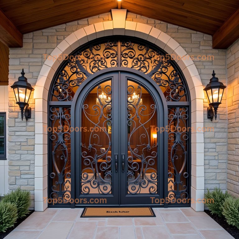 Dark Metal Arched Double Door