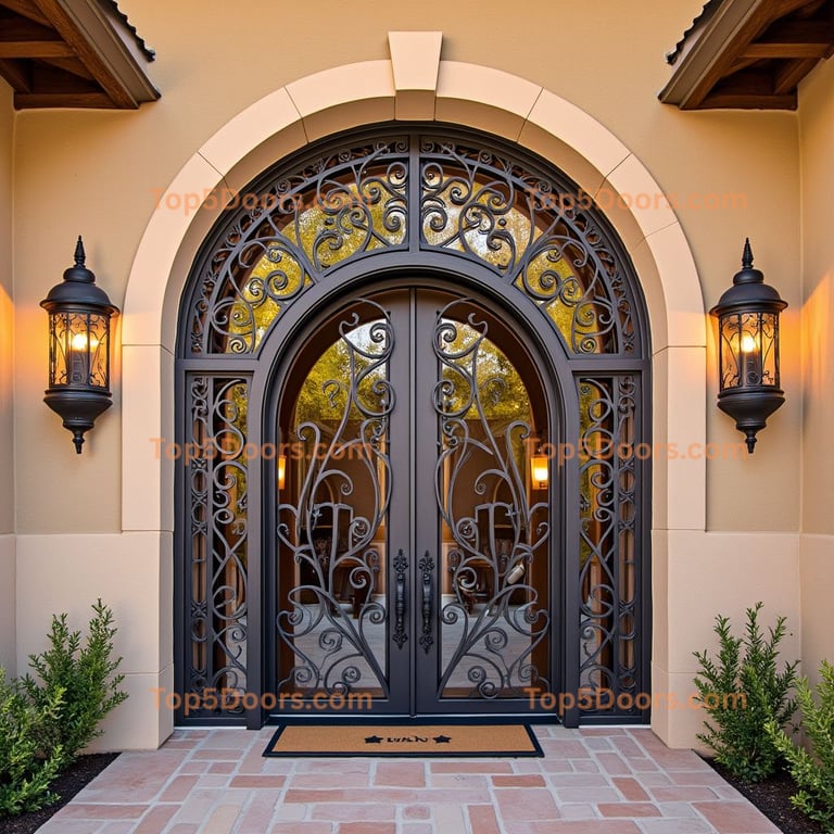 Dark Metal Double Door with Floral Designs