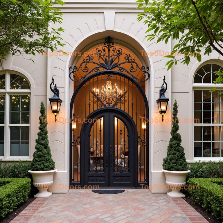 Dark Metal Double Door with Floral Designs