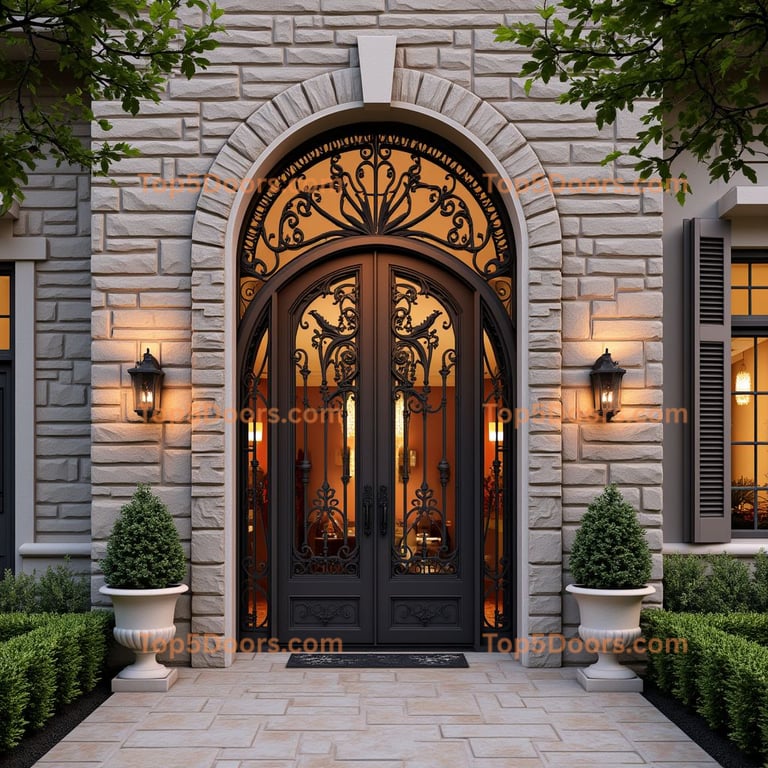 Dark Metal Double Door with Ironwork