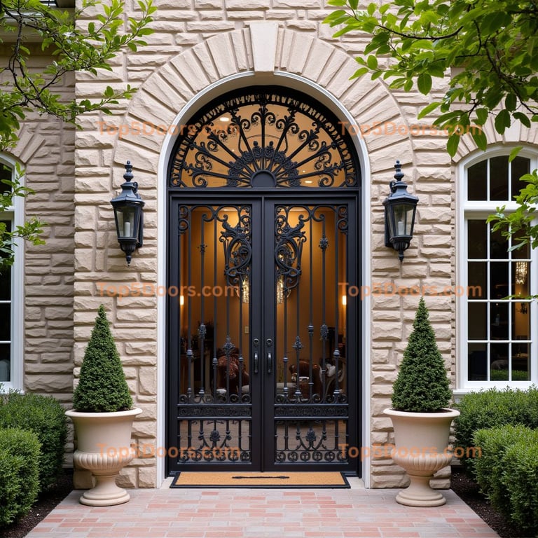 Dark Metal Double Door with Ironwork