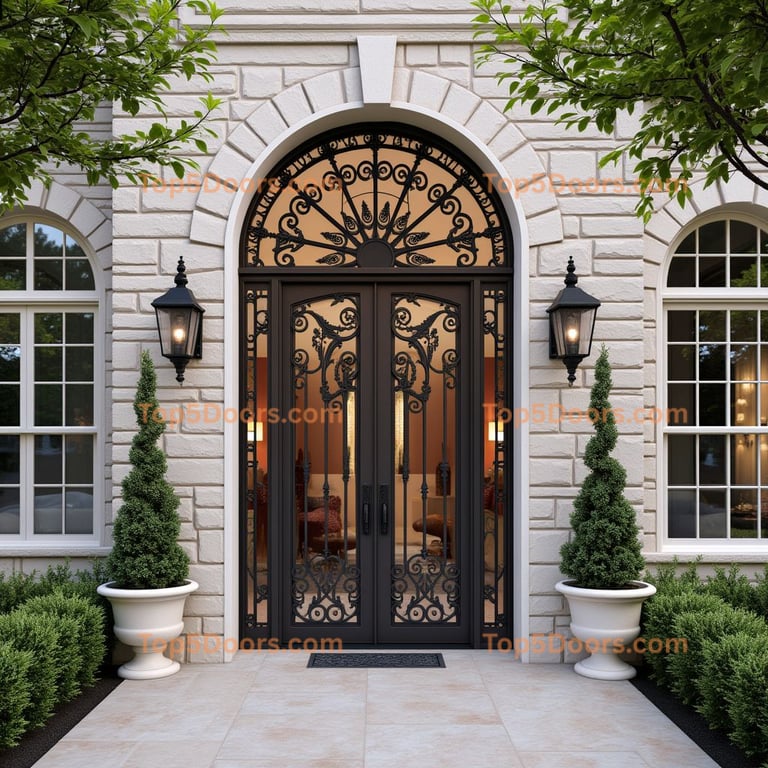 Dark Metal Double Door with Ironwork
