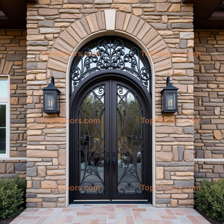Dark Metal Double Door with Ironwork