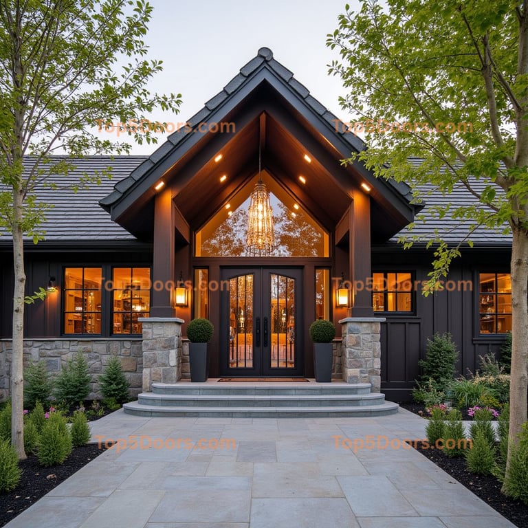 Dark Metal and Glass Entryway