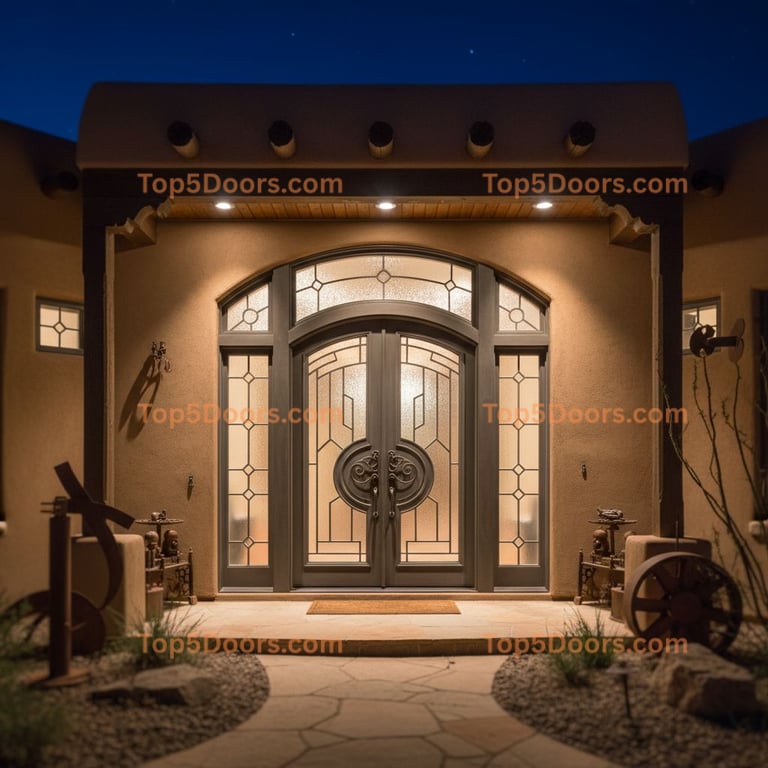 Delaware wrought iron arched double southwestern Door