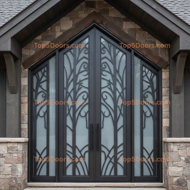 Delaware wrought iron french door mountain lodge Door