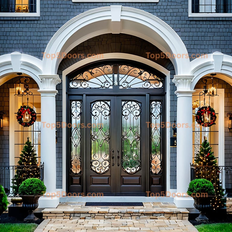 Delaware wrought iron french door modern Door